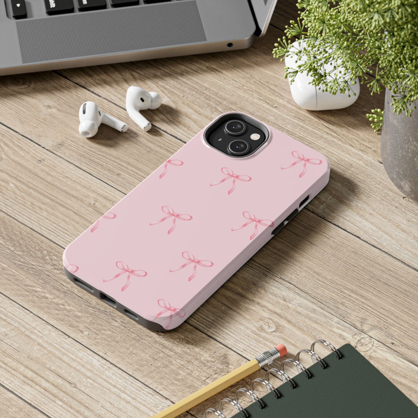 Chic Pink Ribbon Tough Phone Case, Cute Phone Cover, Durable iPhone Case, Gift for Her, Stylish Smartphone Protection