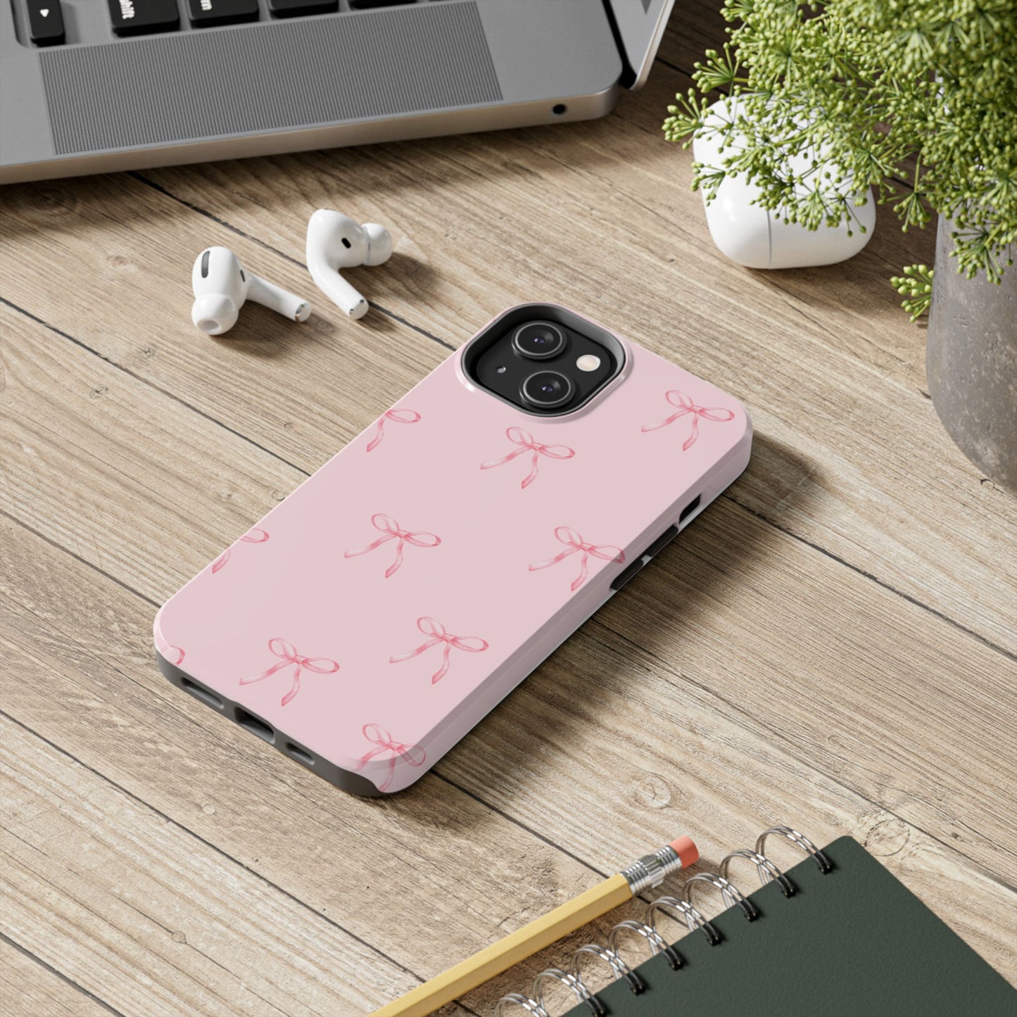 Chic Pink Ribbon Tough Phone Case, Cute Phone Cover, Durable iPhone Case, Gift for Her, Stylish Smartphone Protection