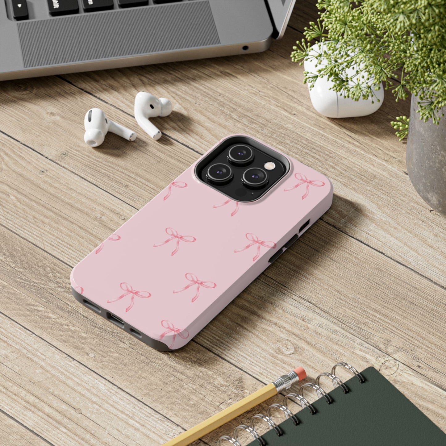 Chic Pink Ribbon Tough Phone Case, Cute Phone Cover, Durable iPhone Case, Gift for Her, Stylish Smartphone Protection