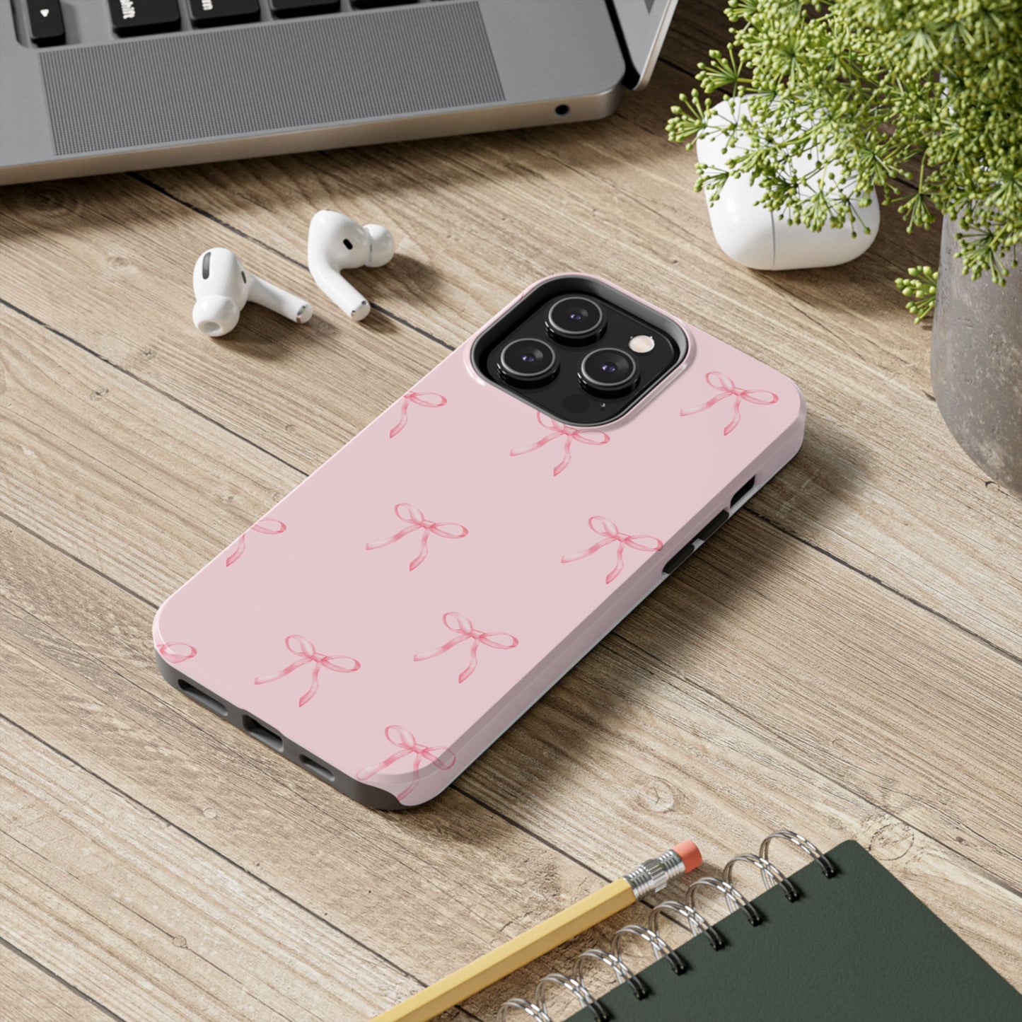 Chic Pink Ribbon Tough Phone Case, Cute Phone Cover, Durable iPhone Case, Gift for Her, Stylish Smartphone Protection