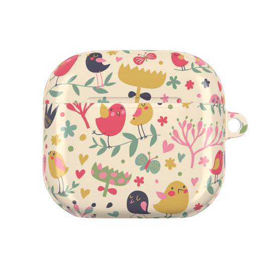Cute Floral AirPod Case Cover, Bird Pattern Headphone Holder, Gift for Music Lovers, Trendy Accessory, Spring Vibes